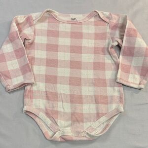 Touched by Nature - Organic Cotton Pink and White Plaid Long sleeveBodysuit